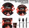168 Pcs Black and Red Birthday Party Supplies Tableware Set Happy Birthday Plates, Knife,Forks,Spoons, Cups and Napkins Table Decorations for Women Girls Birthday Party Decorations, 24 Guests